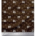thumbnail image 1 of Soimoi Brown Cotton Cambric Fabric Bow & Diamond Geometric Print Fabric by the Yard 42 Inch Wide, 1 of 3