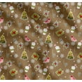 thumbnail image 1 of Soimoi Brown Cotton Cambric Fabric Coffee Cup,Gift Box & Tree Christmas Printed Craft Fabric by the Yard 42 Inch Wide, 1 of 7