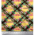 thumbnail image 1 of Soimoi Brown Cotton Cambric Fabric Flamingo & Bird Fabric Prints By Yard 42 Inch Wide, 1 of 3