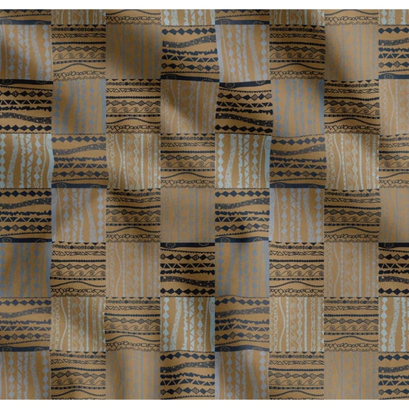 Soimoi Brown Cotton Cambric Fabric Geometric African Fabric Prints By Yard 56 Inch Wide