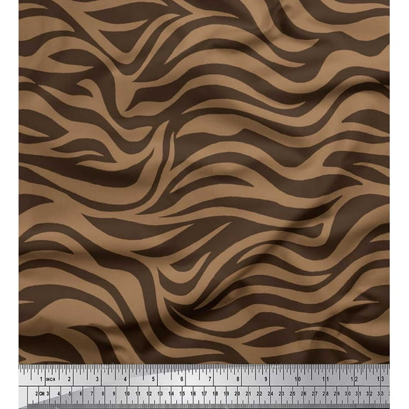Soimoi Brown Cotton Cambric Fabric Wild Animal Skin Fabric Prints by Yard 58 Inch Wide