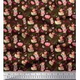 thumbnail image 1 of Soimoi Brown Cotton Duck Fabric Balloon & Teddy Bear Kids Print Fabric by the Yard 42 Inch Wide, 1 of 3