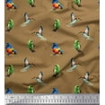 thumbnail image 1 of Soimoi Brown Cotton Duck Fabric Dot,Hummingbird & American Robin Bird Print Fabric by The Yard 42 Inch Wide, 1 of 1