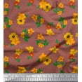 thumbnail image 1 of Soimoi Brown Cotton Duck Fabric Dot,Leaves & Buttercup Floral Printed Fabric 1 Yard 42 Inch Wide, 1 of 1