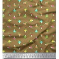 thumbnail image 1 of Soimoi Brown Cotton Duck Fabric Dot,Leaves & Mushroom Vegetable Print Sewing Fabric Yard 42 Inch Wide, 1 of 1