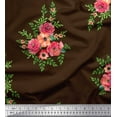thumbnail image 1 of Soimoi Brown Cotton Duck Fabric Flower Floral Fabric Prints By Yard 44 Inch Wide, 1 of 3