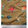 thumbnail image 1 of Soimoi Brown Cotton Duck Fabric Gemstone,Seashell & Starfish Ocean Print Fabric by the Yard 42 Inch Wide, 1 of 1