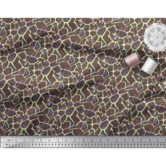 Soimoi Brown Cotton Duck Fabric Giraffe Animal Skin Print Fabric by The Yard 44 Inch Wide