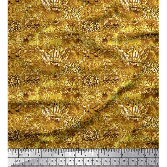 Soimoi Brown Cotton Duck Fabric Leopard,Snake & Wild Skin Print Fabric by The Yard 42 Inch Wide