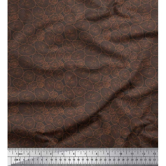 Soimoi Brown Cotton Duck Fabric Lotus Leaves Fabric Prints By Yard 44 Inch Wide