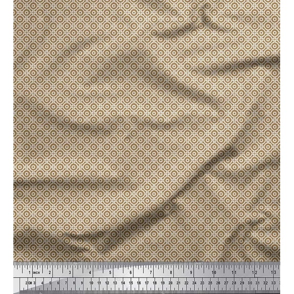 Soimoi Brown Cotton Jersey Fabric Artistic Geometric Printed Fabric 1 Yard 58 Inch Wide