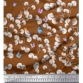 thumbnail image 1 of Soimoi Brown Cotton Jersey Fabric Butterfly,Robin & Cotton Ball Floral Print Sewing Fabric Yard 58 Inch Wide, 1 of 1