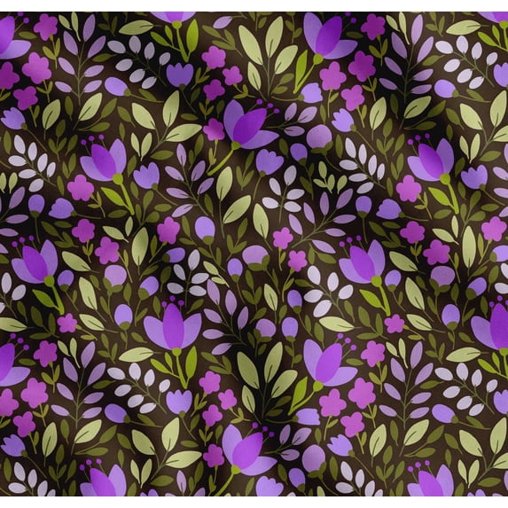 Soimoi Brown Cotton Poplin Fabric Artistic Leaf & Floral Print Fabric by the Yard 56 Inch Wide