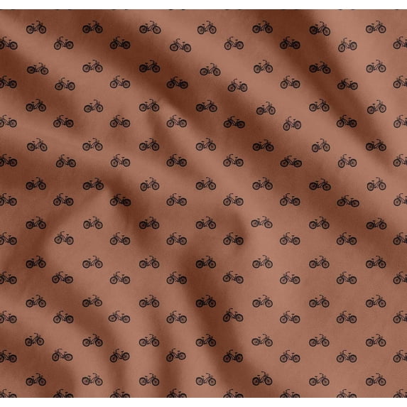 Soimoi Brown Cotton Poplin Fabric Bicycle Transport Printed Craft Fabric by the Yard 56 Inch Wide
