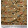 thumbnail image 1 of Soimoi Brown Cotton Poplin Fabric Colorful Butterfly Printed Craft Fabric by the Yard 56 Inch Wide, 1 of 3