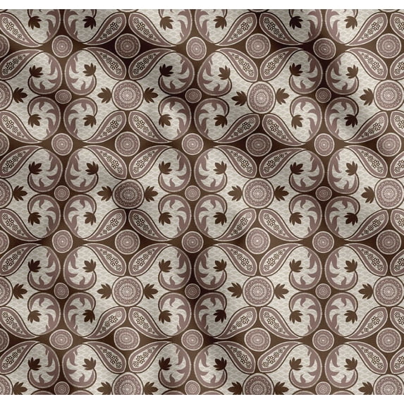 Soimoi Brown Cotton Poplin Fabric Paisleys Paisley Print Fabric by The Yard 42 Inch Wide