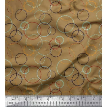 Soimoi Brown Cotton Voile Fabric Abstract Circles Abstract Print Fabric by Yard 42 Inch Wide