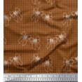 thumbnail image 1 of Soimoi Brown Cotton Voile Fabric Bow & Dots Print Fabric by Yard 56 Inch Wide, 1 of 3