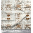 thumbnail image 1 of Soimoi Brown Cotton Voile Fabric Caramel & Americano Coffee Beverages Print Fabric by Yard 42 Inch Wide, 1 of 3