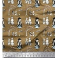 thumbnail image 1 of Soimoi Brown Cotton Voile Fabric Dog,Tree & Kids Human Figure Decor Fabric Printed Yard 42 Inch Wide, 1 of 3