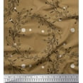 thumbnail image 1 of Soimoi Brown Cotton Voile Fabric Dot & Wreath Hand Drawn Printed Fabric 1 Yard 42 Inch Wide, 1 of 1