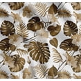 thumbnail image 1 of Soimoi Brown Cotton Voile Fabric Monstera Leaf & Floral Print Fabric by the Yard 42 Inch Wide, 1 of 7