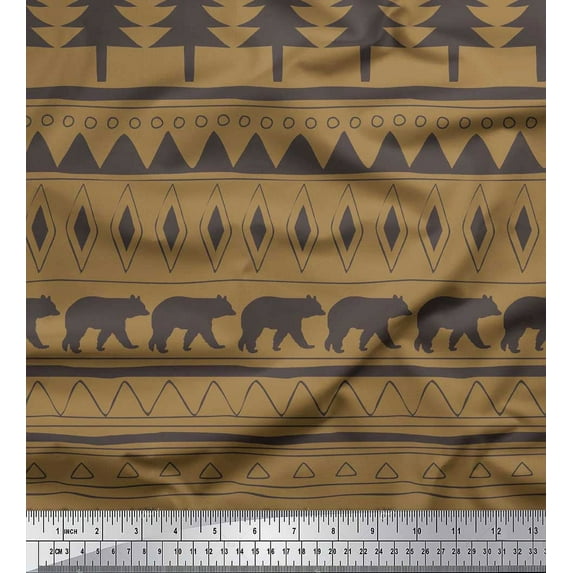 Soimoi Brown Cotton Voile Fabric Tribal African Print Fabric by Yard 42 Inch Wide