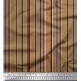 thumbnail image 1 of Soimoi Brown Cotton Voile Fabric Vertical Stripe Print Fabric by Yard 42 Inch Wide, 1 of 3