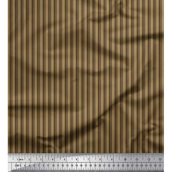 Soimoi Brown Cotton Voile Fabric Vertical Stripe Printed Craft Fabric by the Yard 42 Inch Wide