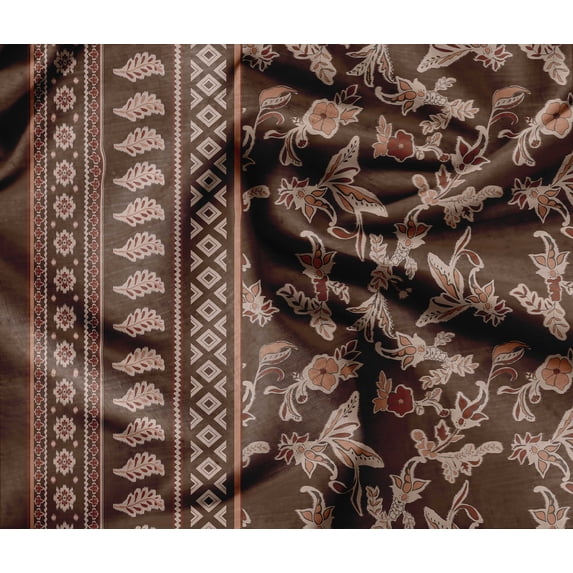 Soimoi Brown Fabric - By the Yard - 42 Inch Wide - Floral & Leaves Panel Material - Nature's Tapestry with Florals and Leaves in a Decorative Panel Printed Fabric