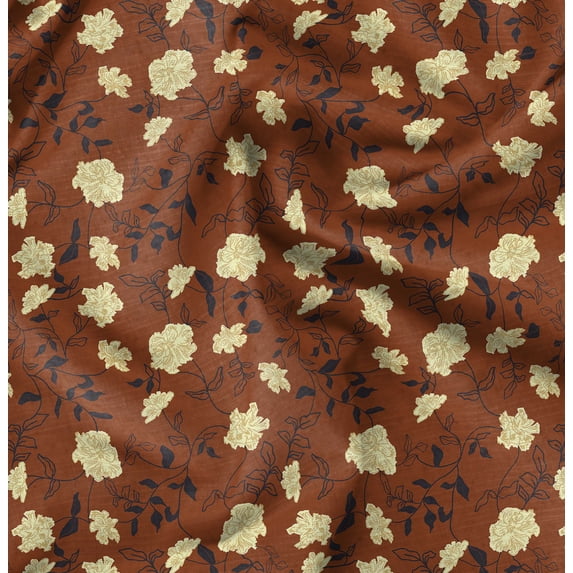 Soimoi Brown Fabric - By the Yard - 42 Inch Wide - Florals Print Fabric - Elegant and Timeless Patterns for Fashion and Home Decor Printed Fabric