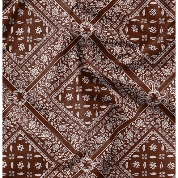 Soimoi Brown Fabric - By the Yard - 42 Inch Wide - Geometric Floral Textile - Contemporary and Stylish Designs for Fashion and Crafts Printed Fabric