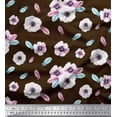 thumbnail image 1 of Soimoi Brown Georgette Viscose Fabric Feathers & Anemone Floral Print Fabric by the Yard 42 Inch Wide, 1 of 3
