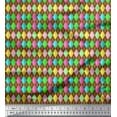thumbnail image 1 of Soimoi Brown Heavy Canvas Fabric Diamond Geometric Print Sewing Fabric Yard 58 Inch Wide, 1 of 3