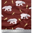 thumbnail image 1 of Soimoi Brown Heavy Canvas Fabric Falling Star & Polar Bear Animal Print Fabric by the Yard 58 Inch Wide, 1 of 3