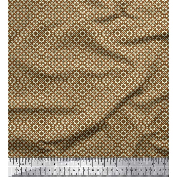 Soimoi Brown Heavy Canvas Fabric Floral Art Geometric Fabric Prints By Yard 58 Inch Wide