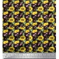 thumbnail image 1 of Soimoi Brown Heavy Canvas Fabric Leaves & Sunflower Floral Fabric Prints By Yard 58 Inch Wide, 1 of 3