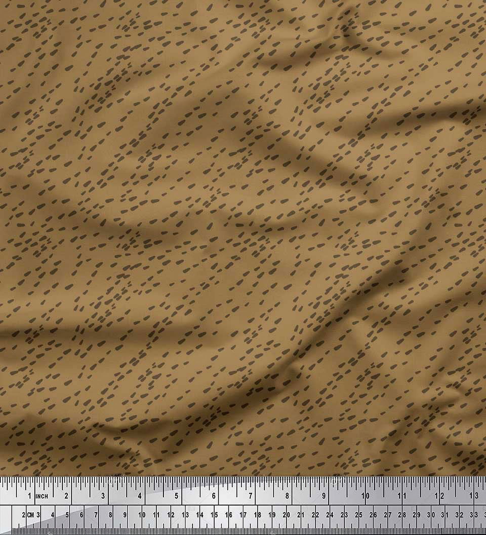 Soimoi Brown Japan Crepe Satin Fabric Brush Stroke Abstract Fabric Prints By Yard 42 Inch Wide