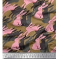 thumbnail image 1 of Soimoi Brown Japan Crepe Satin Fabric Bunny Rabbit Animal Print Fabric by the Yard 42 Inch Wide, 1 of 3