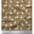 thumbnail image 1 of Soimoi Brown Moss Georgette Fabric Mushroom,Oaknut & Rabbit Animal Print Sewing Fabric BTY 42 Inch Wide, 1 of 1