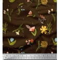 thumbnail image 1 of Soimoi Brown Poly Georgette Fabric Artistic Leaf & Floral Print Sewing Fabric Yard 52 Inch Wide, 1 of 3