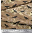 thumbnail image 1 of Soimoi Brown Poly Georgette Fabric Crow Bird Decor Fabric Printed BTY 42 Inch Wide, 1 of 3