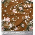thumbnail image 1 of Soimoi Brown Poly Georgette Fabric Leaves & Rose Floral Print Fabric by the Yard 42 Inch Wide, 1 of 3