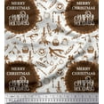 thumbnail image 1 of Soimoi Brown Rayon Crepe Fabric Candies,Bell & Baubles Christmas Fabric Prints By Yard 46 Inch Wide, 1 of 3