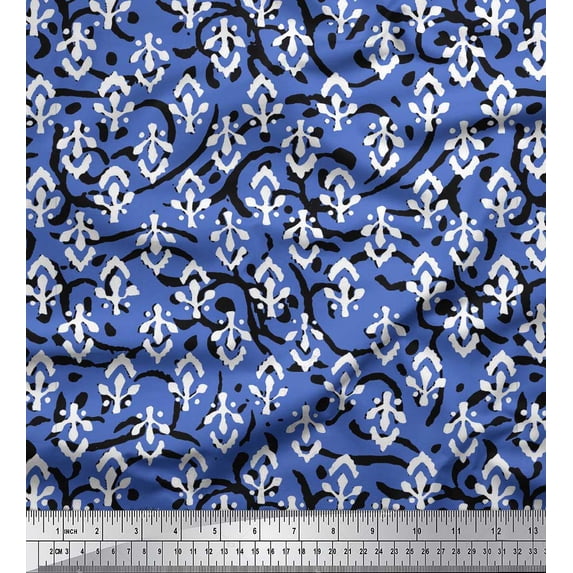 Soimoi Brown Rayon Crepe Fabric Print Block Printed Craft Fabric by the Yard 46 Inch Wide