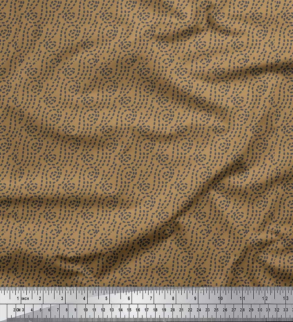 Soimoi Brown Rayon Fabric Brush Stroke Abstract Print Fabric by the Yard 42 Inch Wide