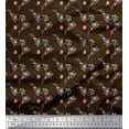 thumbnail image 1 of Soimoi Brown Rayon Fabric Flower Bud Floral Decor Fabric Printed Yard 56 Inch Wide, 1 of 3