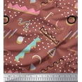 thumbnail image 1 of Soimoi Brown Silk Fabric Abstract & Dots Print Fabric by the Yard 42 Inch Wide, 1 of 1