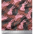 thumbnail image 1 of Soimoi Brown Silk Fabric Bunny Rabbit Animal Print Sewing Fabric Yard 42 Inch Wide, 1 of 3