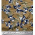 thumbnail image 1 of Soimoi Brown Silk Fabric Leaves Hand Drawn Decor Fabric Printed Yard 42 Inch Wide, 1 of 1
